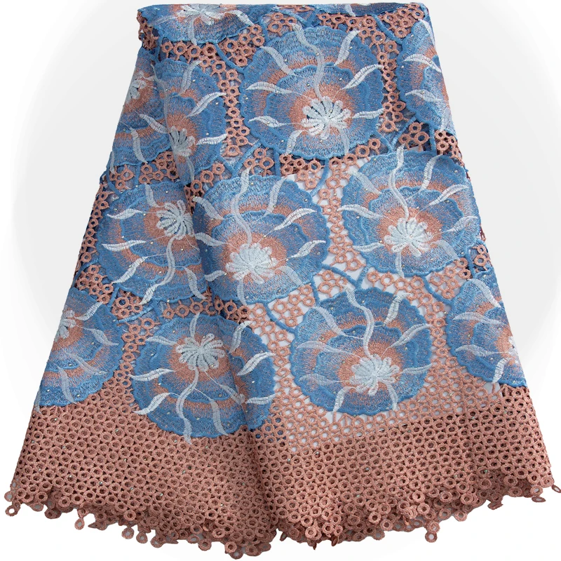 

Нигерийский шнур кружевной ткани 2023 новый дизайн двухцветная африканская гипюровая кружевная ткань для женщин Свадебная вечеринка швейное платье Y3305