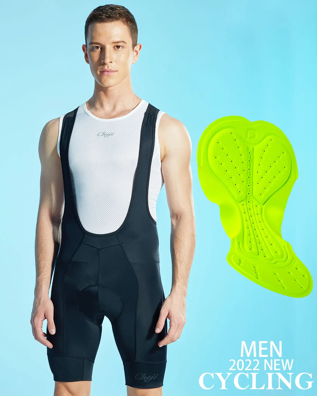 CHEJI Cycling Bib Shorts Men's Bike Gel Padded Pro Bicycle Pants quick dry