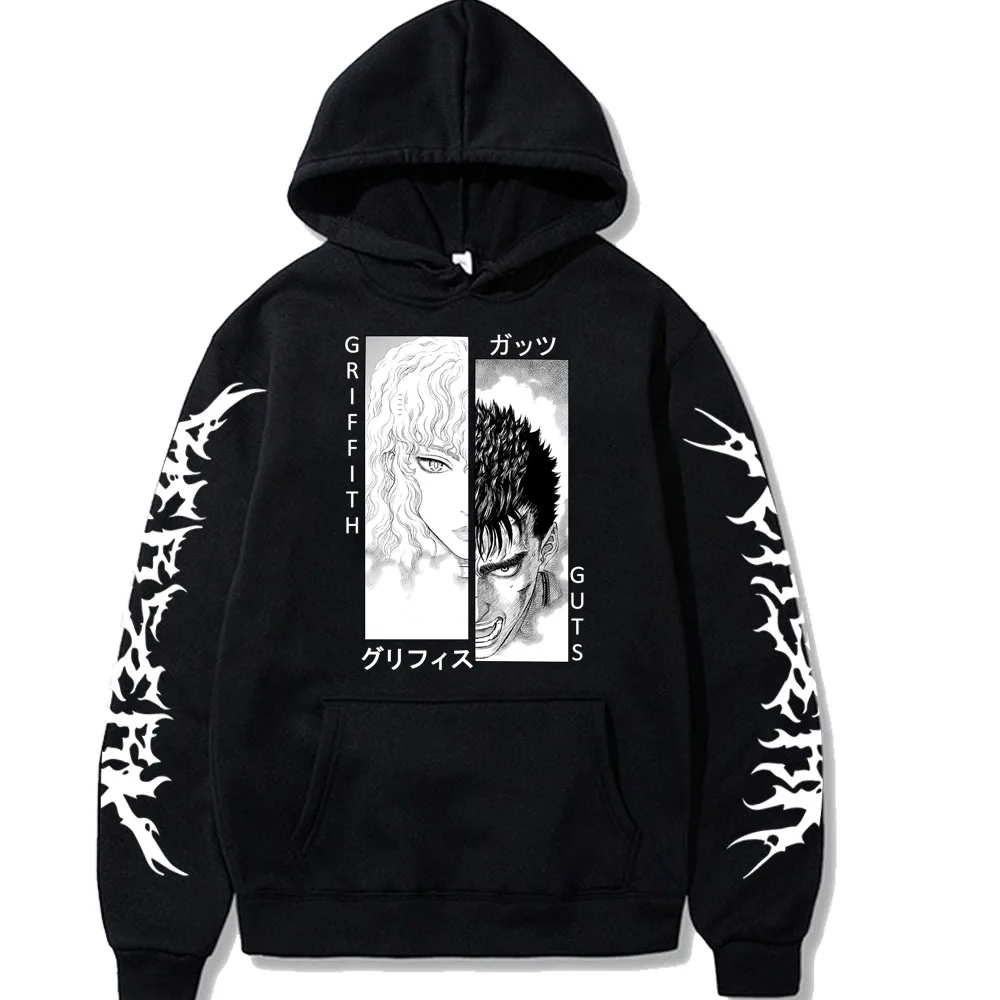 

Anime Berserk Hoodies Guts Griffith Prints Sweatshirts Hip Hop Streetwear Long Sleeve Pullover Harajuku Casual Hooded Y2K Tops