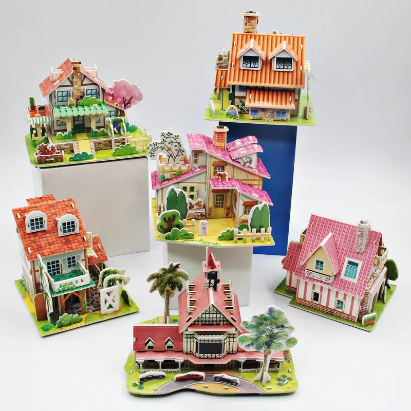 

3D Paper Brain Game Building House Handmade Model Kid Student Puzzle Parent-Child Assembly Jigsaw Educational Toys Diy Gift 2022