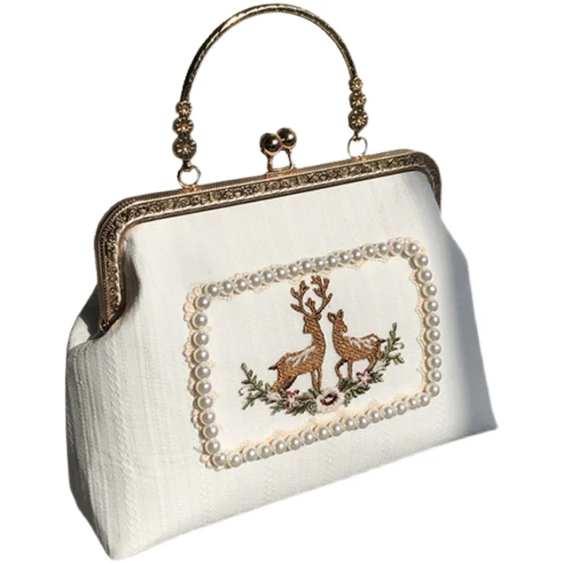 

Vintage Country Style Bags Embroidery Deer Beading Women Hand Bags Chic Lay Bag Women's Handbags Women Shoulder Crossbody Bag