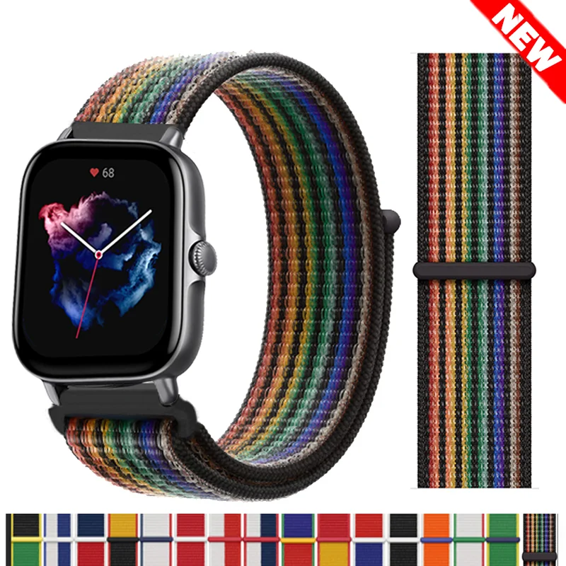 

Nylon Loop bracelet For Amazfit GTS/2/3/pro/2e/GTS2 Mini/GTR 42mm/47mm/GTR2/2e /stratos smart watch correa 20mm/22mm watch strap