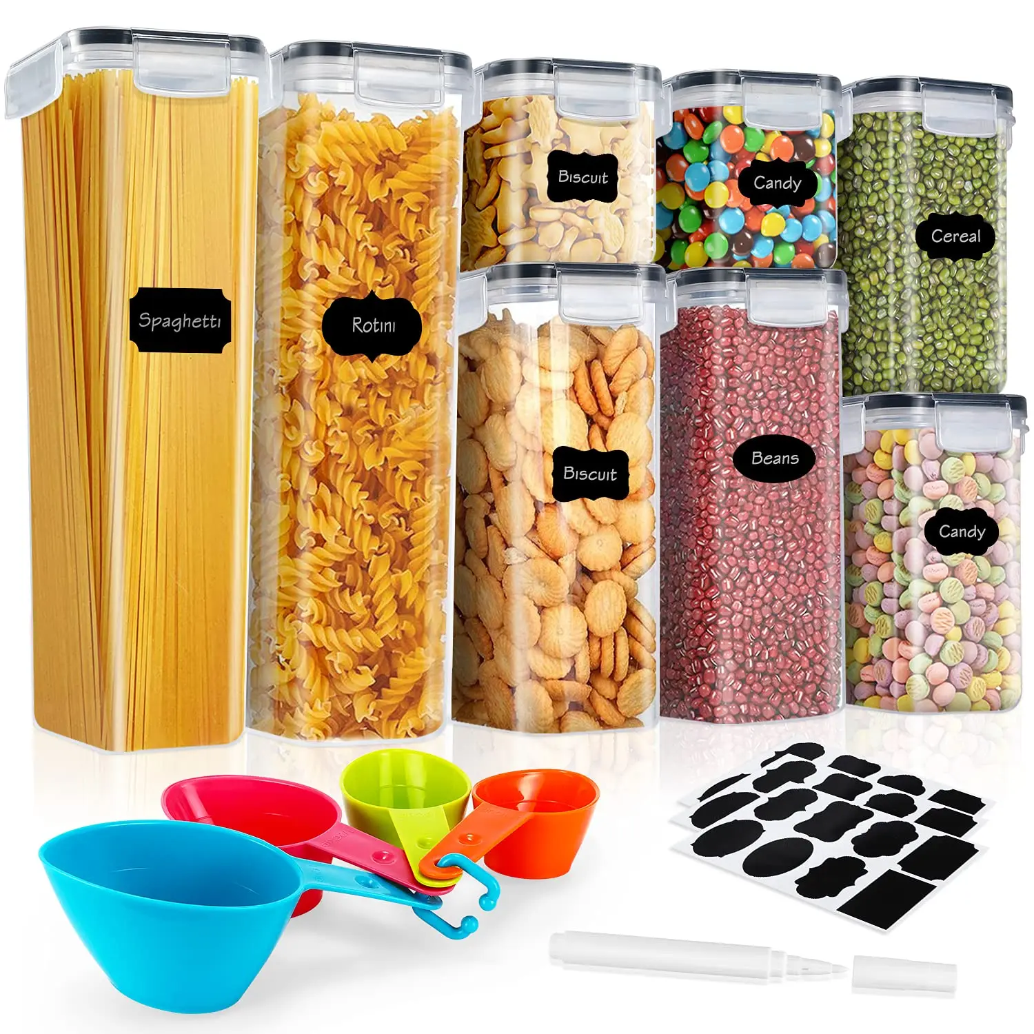 

8 Pcs High Quality Kitchen Food Container Large Food Storage Containers Noodle Box Kitchen Organizer Multigrain Storage Tank
