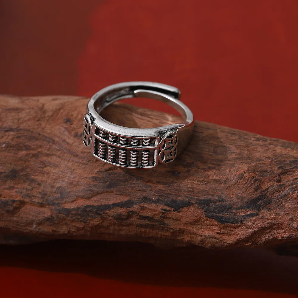 

Punk Rock Opening Rings Chinese Style Rings Vintage Metal Ring for Women and Man Fashion Finger Accessories Jewelry Gifts