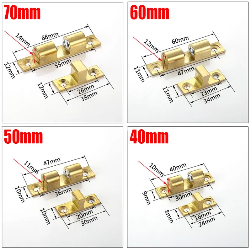 1 шт. латунные защелки для дверей шкафов 40-70 мм