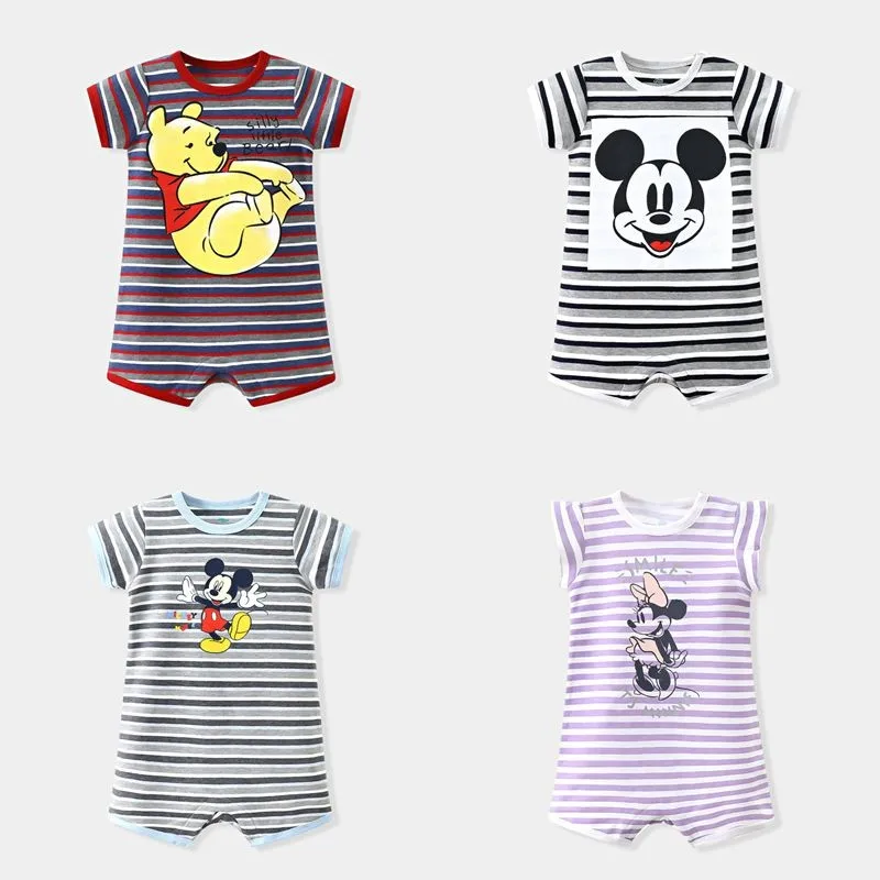 Комбинезон для новорожденных в полоску с Микки и Минни |