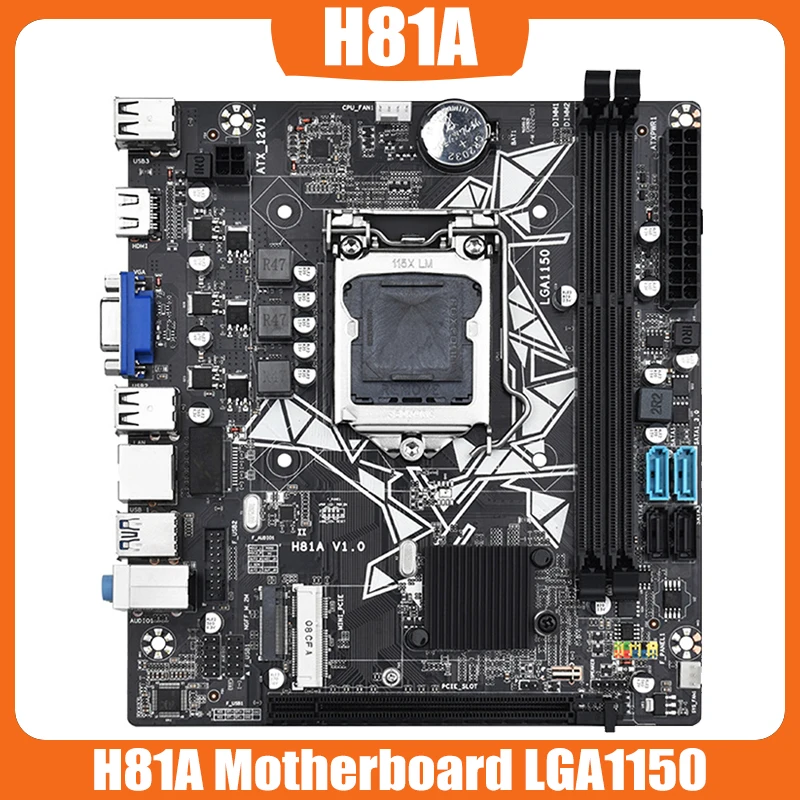 

H81A PC Main Board 2 X DDR3/DDR3L Desktop Computer MainBoard PCI-E 8X Graphics Slot 4K HD VGA+HDMI-Compatible Interface 100M NIC