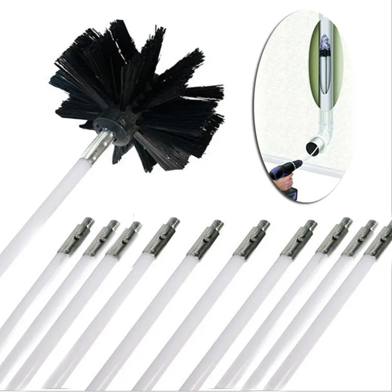 

Nylon Brush with 4-8PCS Long Handle Chimny Kettle House Cleaner Rotary Fireplace Inner Wall Cleaning Bursh Kitchen Cleaning Tool