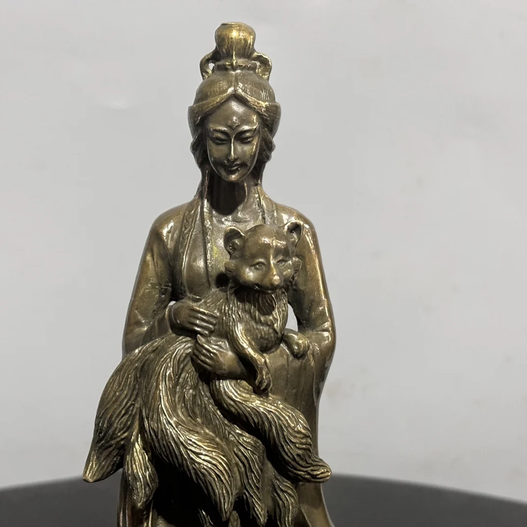 Медная статуя античная Чистая латунь девять хвостов лиса фея девичья украшения