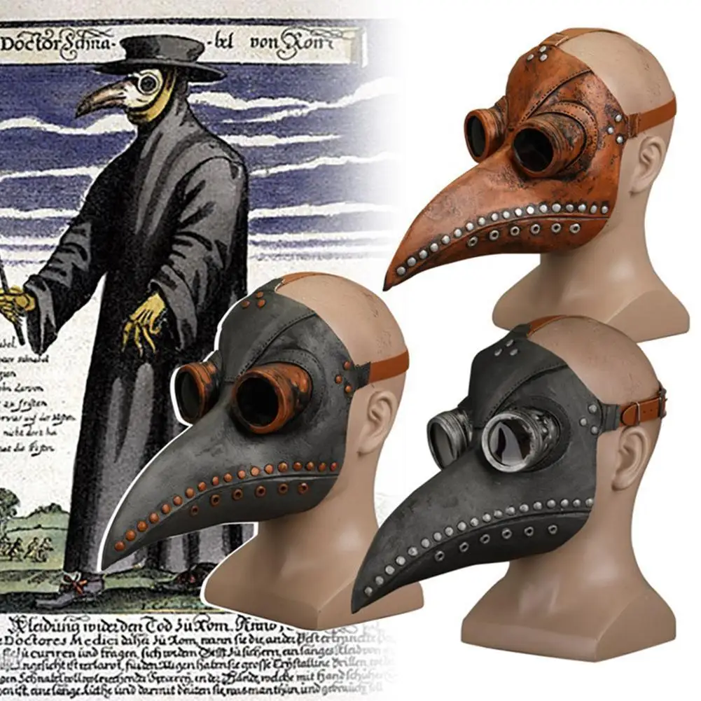 

Plague Doctor Mask Leather In Black Beak Mask Plague Doctor Halloween Mask Steampunk Birds Cosplay Doctour Party Props De Peste