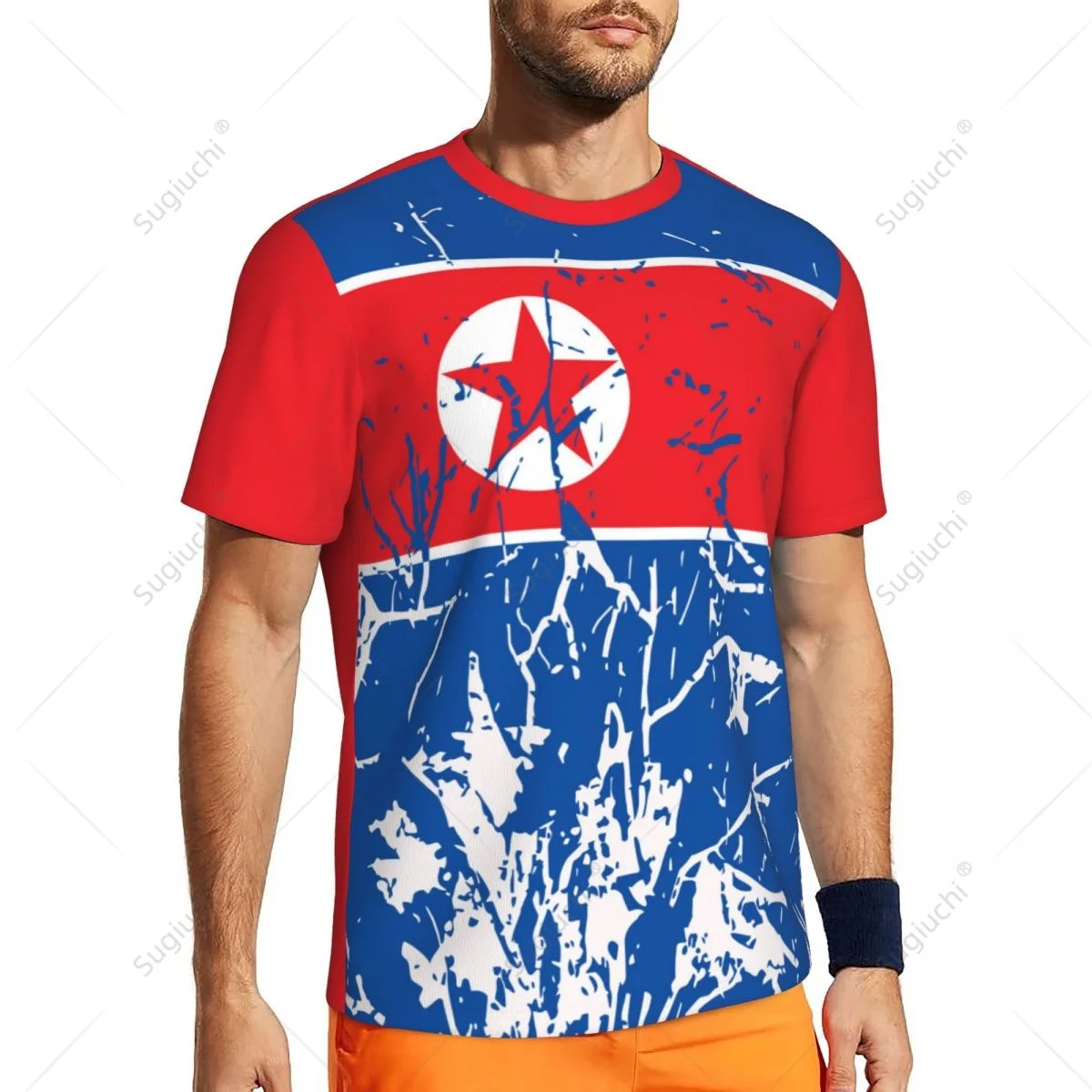 Эксклюзивный дизайн северокорейский флаг с 3D-принтом Мужская футболка для бега