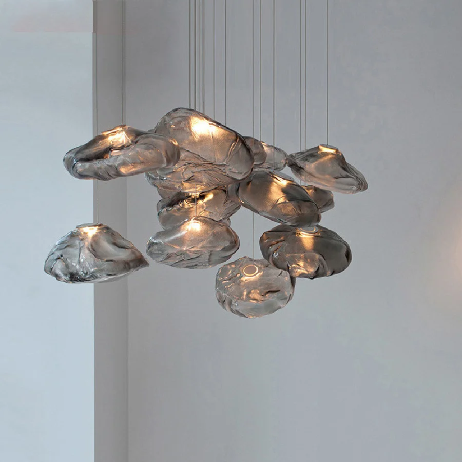 

Modern LED Pendent Lights Living Room Decoration Lamps Bedroom Dinning Kitchen Island Gray Glass Lamp Hanging Light Fixtures