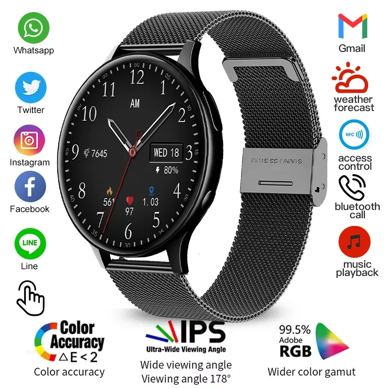 

2022 New NFC Smart Watch Men 1G Local Music Playback Bluetooth Answer Call Watches Women Waterproof Smartwatch Support Recording