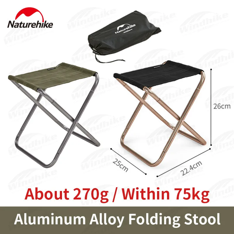 

Naturehike Camping Fishing Foldable Stool Ultralight 270g Portable Hiking Tools Seat 7075 Aluminum Alloy Outdoor Furniture