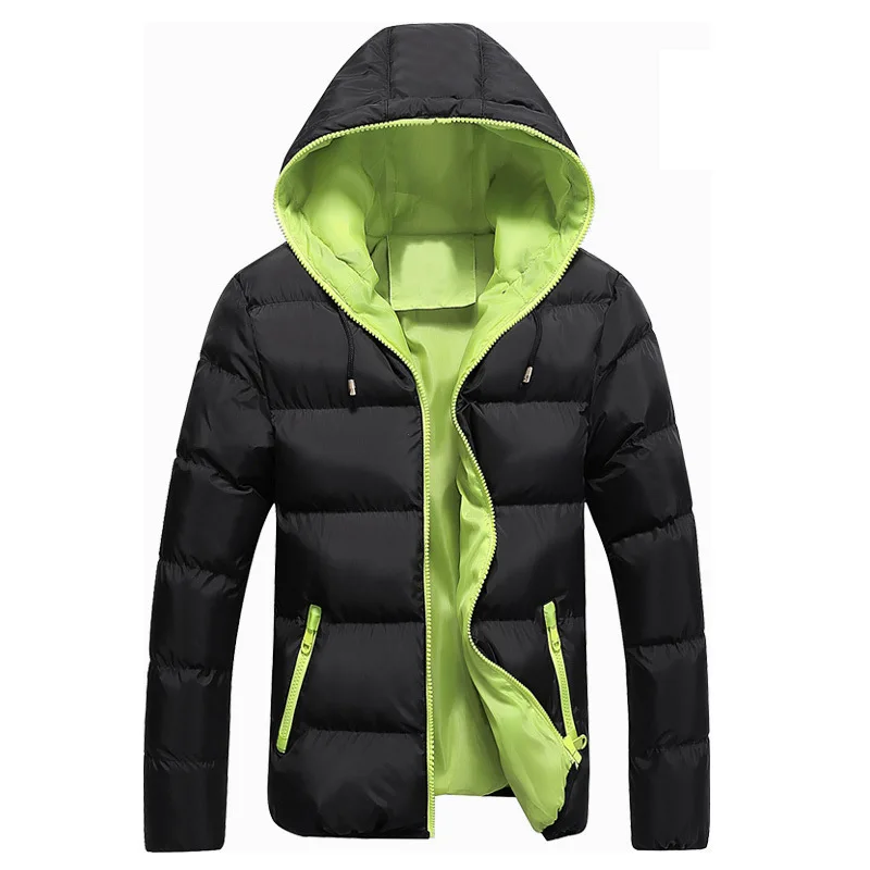 2022 New Fall/Winter Men's Cotton Coat Block Zipper Style Hooded Cotton Coat Jacket Mens Casual Coat Logo Customization