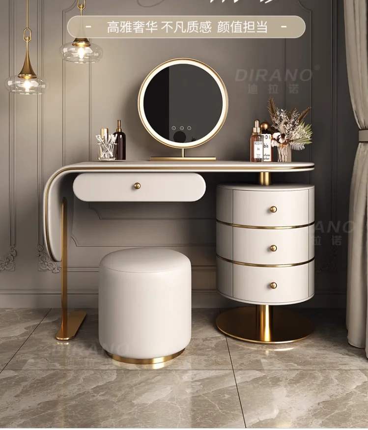 

Light luxury dressing table bedroom modern simple desk cabinet makeup table Solid wood makeup table master bedroom