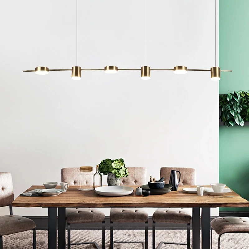 Minimalist Nordic LED Ceiling Chandelier Lighting Modern Black /Gold Long Dining Pendant Lamp Kitchen Hanging Light Fixture