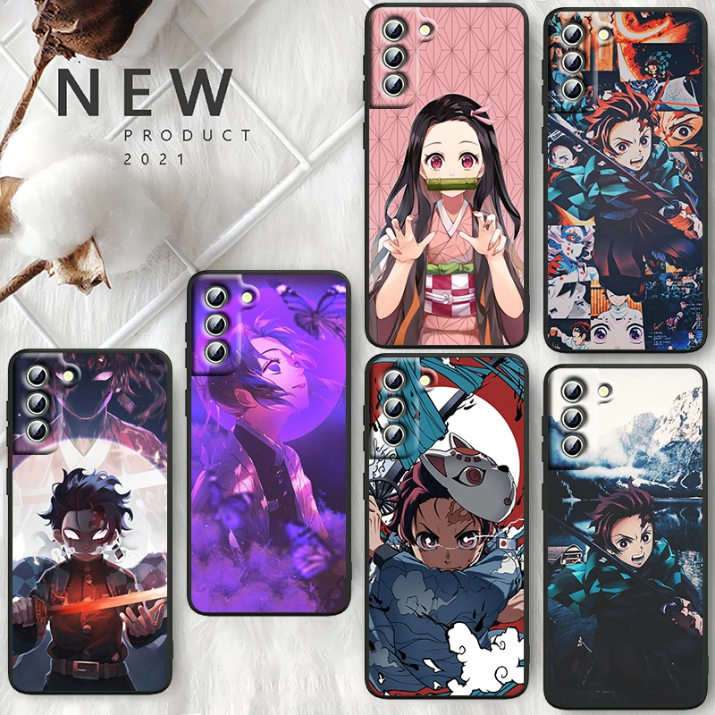 

Hot Anime Demon Slayer For Samsung Galaxy S22 S21 S20 FE Ultra Pro Lite S10 5G S10E S9 S8 Plus S7 Edge Soft Black Phone Case