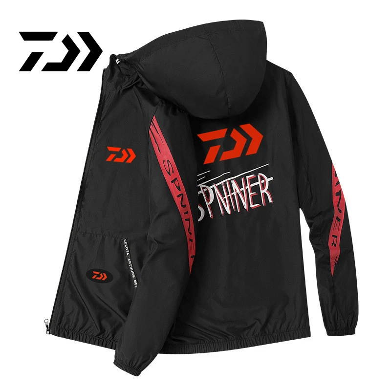

Spring Summer zipper Sports Hooded Fishing Clothing Men's Slim Breathable Thin Fishing Jacket Sunscreen Fishing Clothes