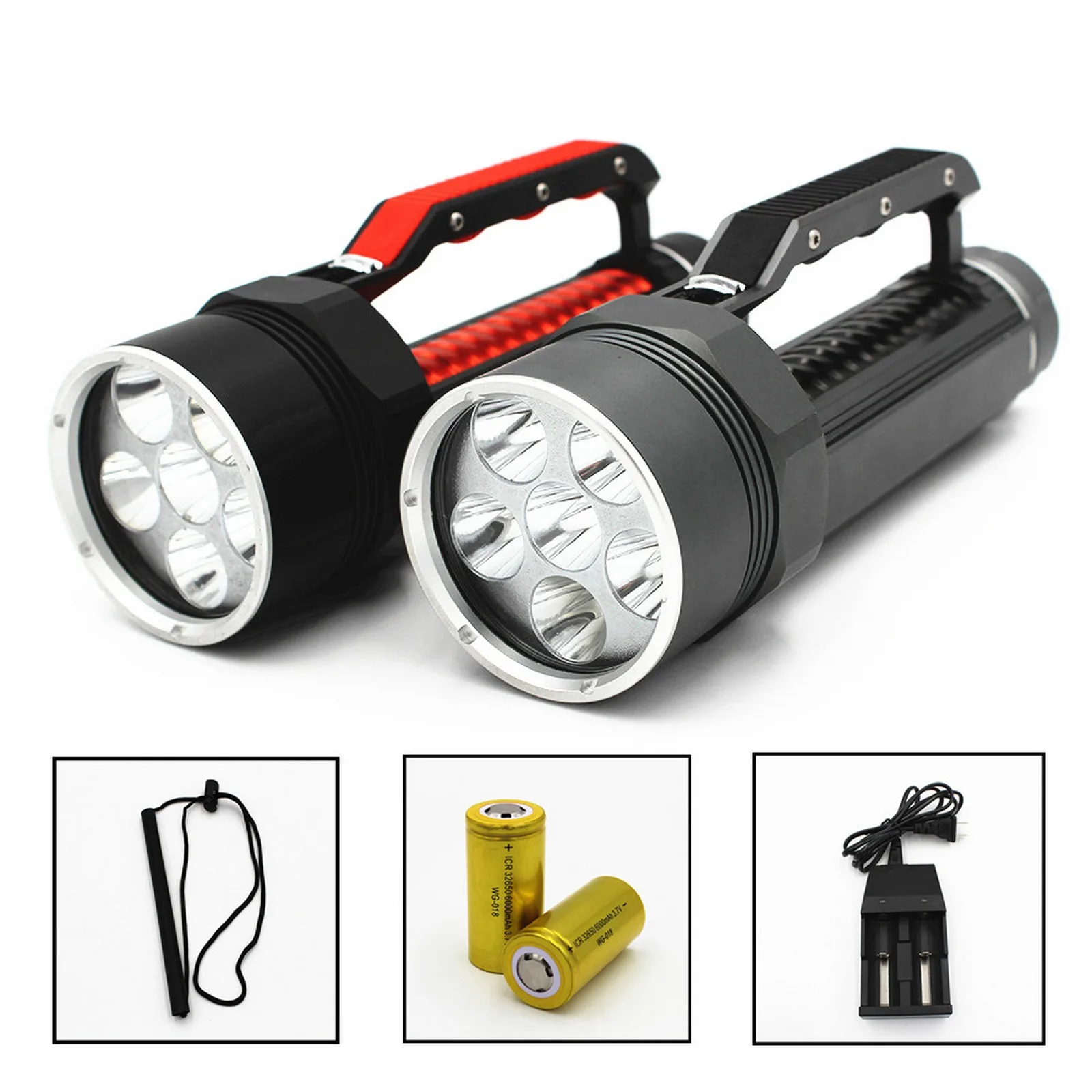 Underwater Flashlight L2 Super Bright 32650 Battery Diving Torch Searchlight Miner's Lamp Work Light IPX8 Portable 6 Lights