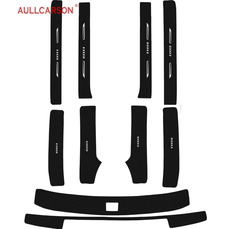 

Для Chery Exeed LX 2022 2023, кожаные наклейки на порог автомобиля, защитная пластина, порог из углеродного волокна, аксессуары для задних дверей