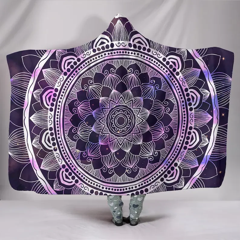 

Ornate Mandala Healing Hooded Blanket - Celestial Sacred Geometry, Meditative Energy, Divine Spiritualism, Soft Wearable Blanket