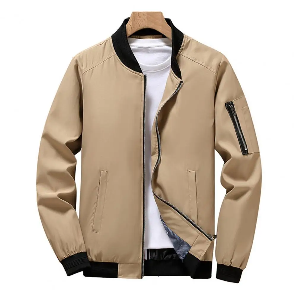

Solid Color Jacket Coat Stylish Men's Winter Jackets Slim Fit Business Casual Outwear with Stand Collar Pockets Zipper for A