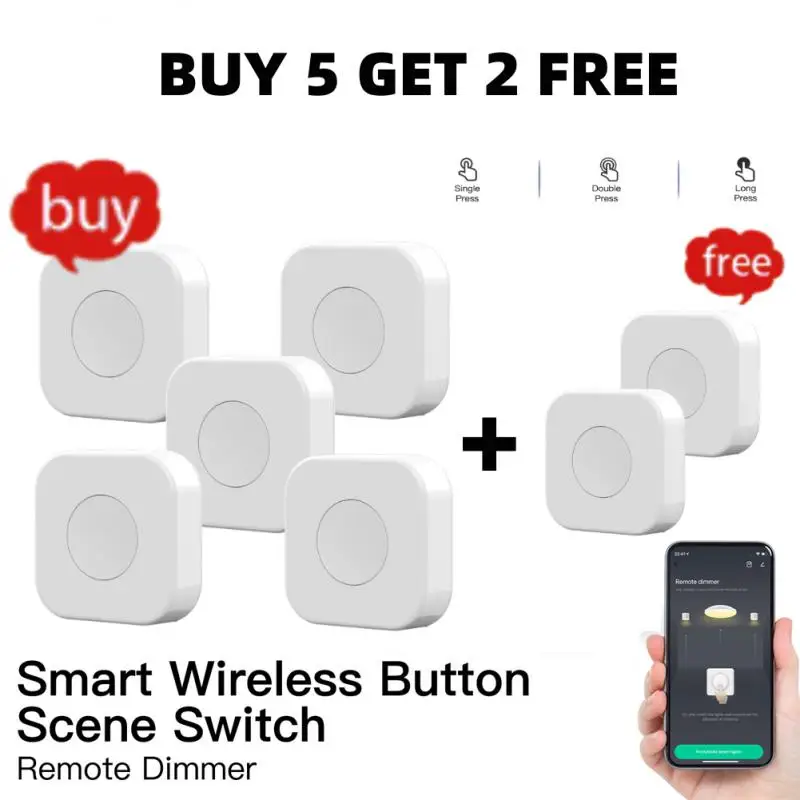 

Tuya Wireless Mini Switch Smart Scene Switch One Key Control Button Smart Remote Control Home Automation