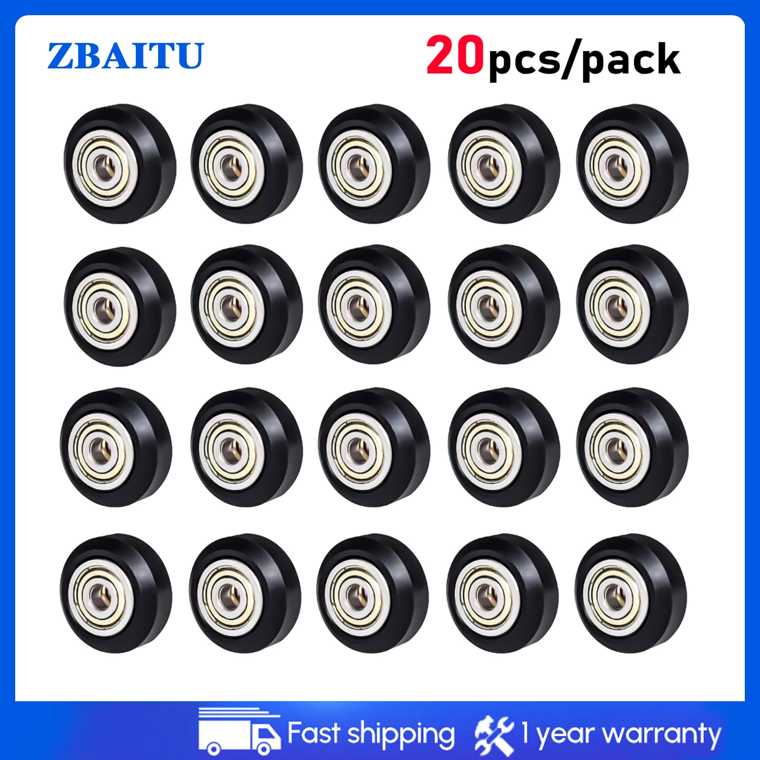 

20pcs CNC POM Openbuilds Plastic Wheel with 625zz Idler Pulley Gear Passive Round/V-Slot Perlin Wheels for CR10 Ender 3/3 Pro