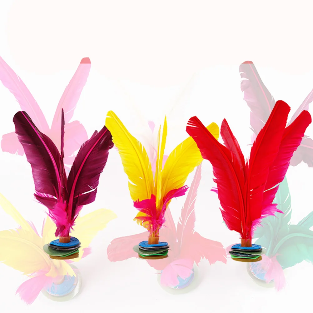 

3pcs Funny Kick Shuttlecocks Foot Sports Toy Playing Games Student Kicking Shuttlecock for Students (Red and Yellow and
