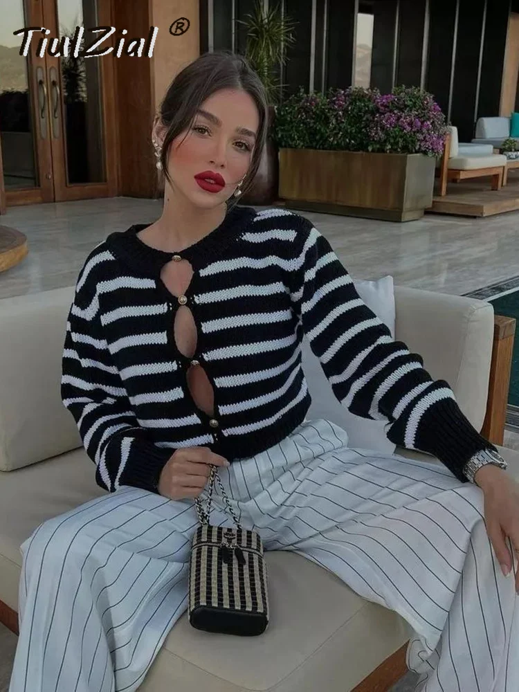 

Осенне-зимний Свободный кардиган TiulZial, Женский Повседневный длинный свитер на пуговицах, наряды, зеленый вязаный джемпер оверсайз с V-образ...