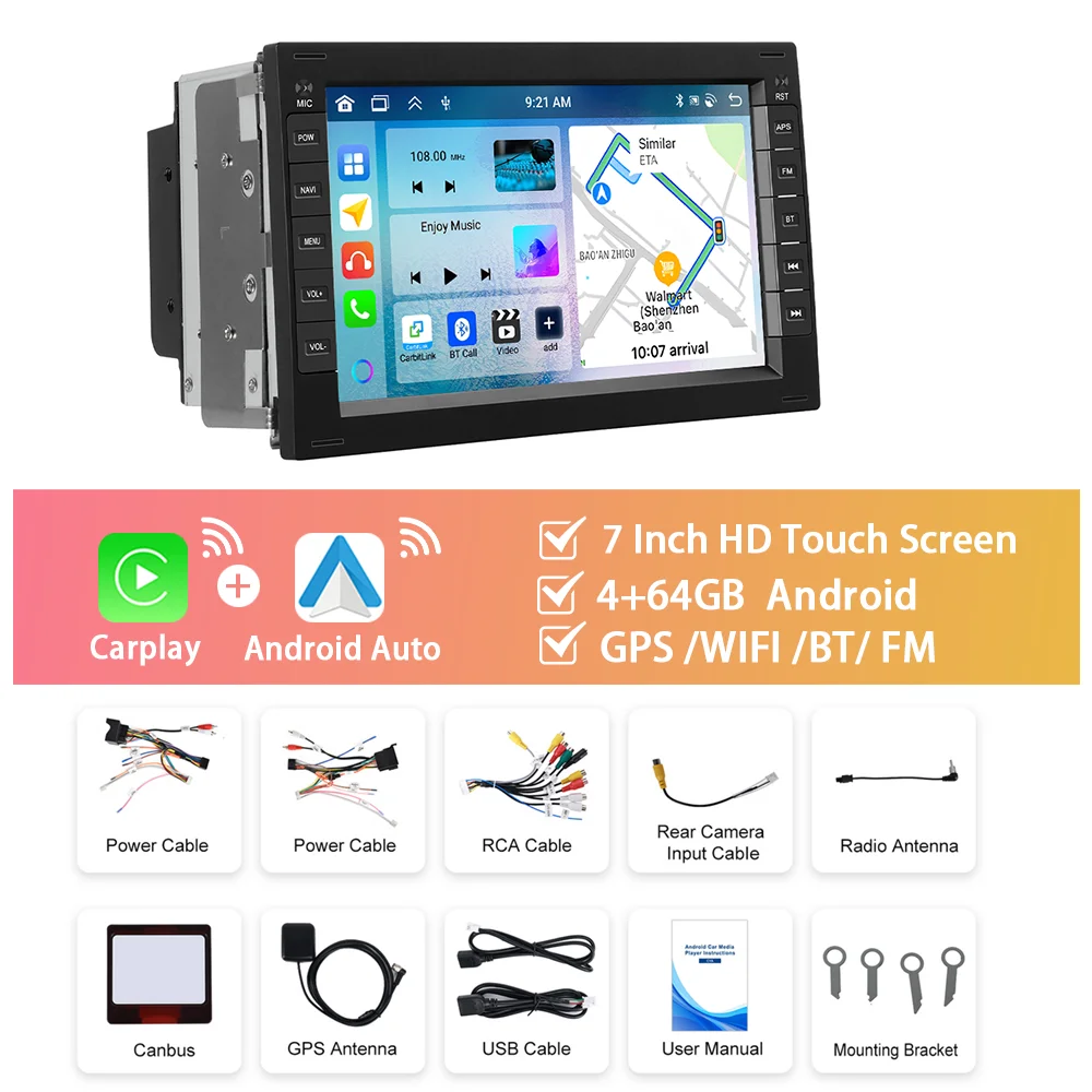 

Автомагнитола Podofo, мультимедийный плеер на Android, с 7 "экраном, 4 Гб ОЗУ, 64 Гб ПЗУ, GPS, Wi-Fi, для VW Passat Golf MK5, MK6, Jetta T5