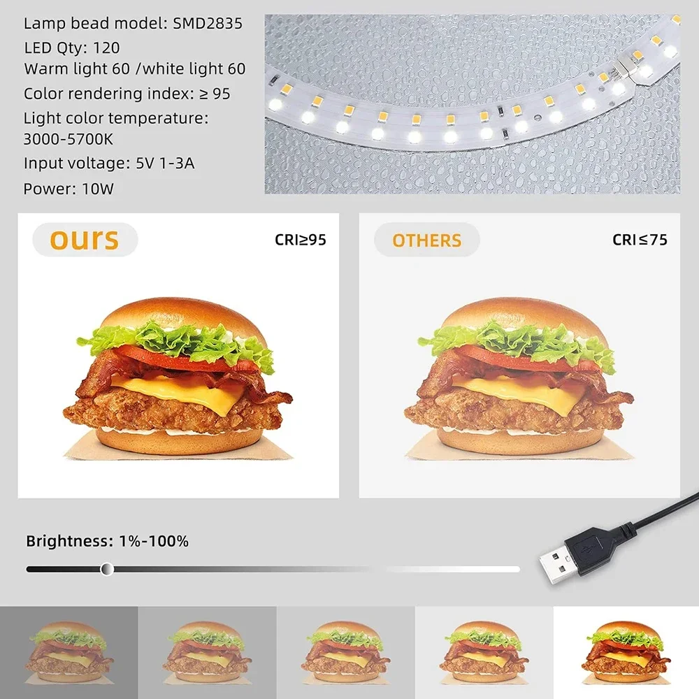 Lightdow Комплект светового короба для фотостудии 120 шт. Светодиоды 6 фонов для фотографии Портативный складной фотобокс с регулируемой яркостью Светодиодный светильник для комнаты (art.: 3920d2e7faae4) - 3920d2e7faae4