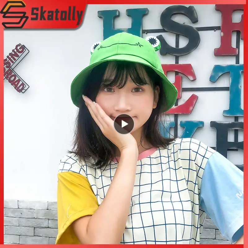 

Foldable Cotton Cute Frog Bucket Hat Summer Sunscreen Fisherman Cap Outdoor Fishing Hunting Sunhat caps Beach Caps