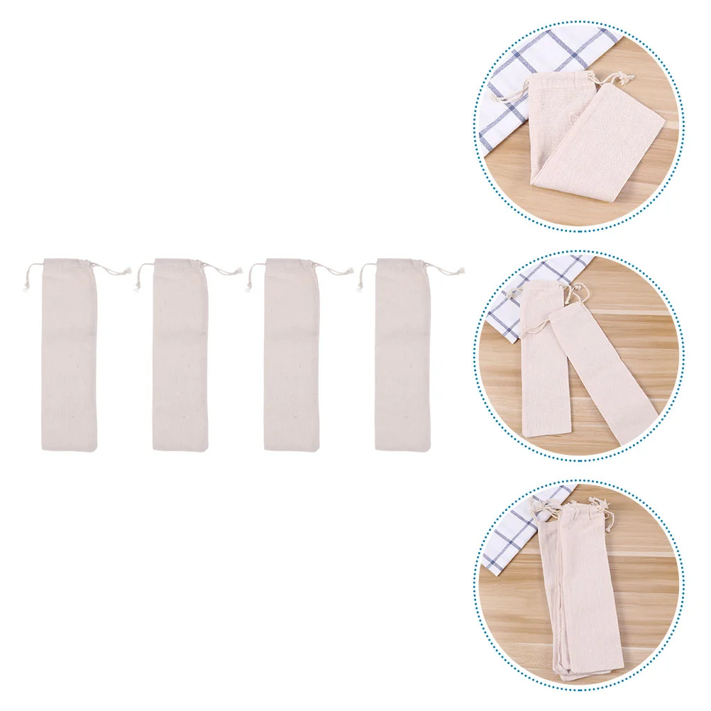 

Straw Pouch Storage Cutlery Straws Carrying Camping Drawstring Travel Linen Case Cases Holder Pouches Chopsticks Drinking