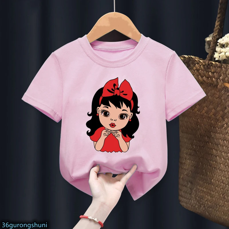 

Queen Girl , Sweet Girl , Brown Eyes Girls Tshirt Kawaii Girls Clothes Summer Short Sleeve Tops Fashion Kids Clothes Tshirt Tops