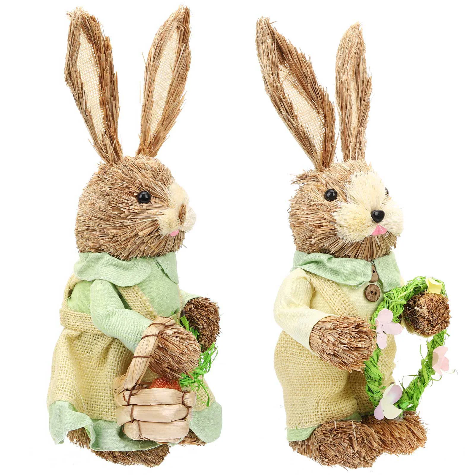 

Rabbit Easter Bunny Decor Figurine Statue Straw Woven Figurines Desktop Standing Spring Ornament Home Sisal Party Figure