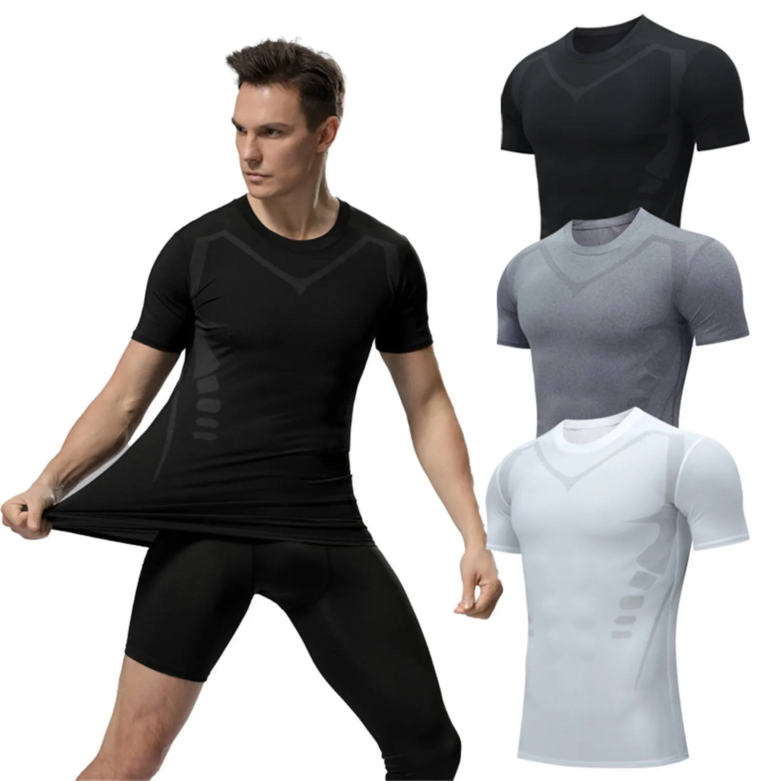 

Bicycle Clothes First Layer Man Sports Men's Cycling Interior T-shirt Undershirt Compression Shirts Short Sleeve Running Fitness