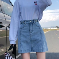 women mini jeans skirt denim womens high waisted skirt pocket kawaii vintage a line skirt denim korean fashion women clothes