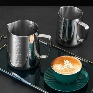 สแตนเลสสตีลนม Frothing Jug Espresso กาแฟเหยือก Barista Craft กาแฟลาเต้ Frothing Jug เหยือก350 600 1000Ml