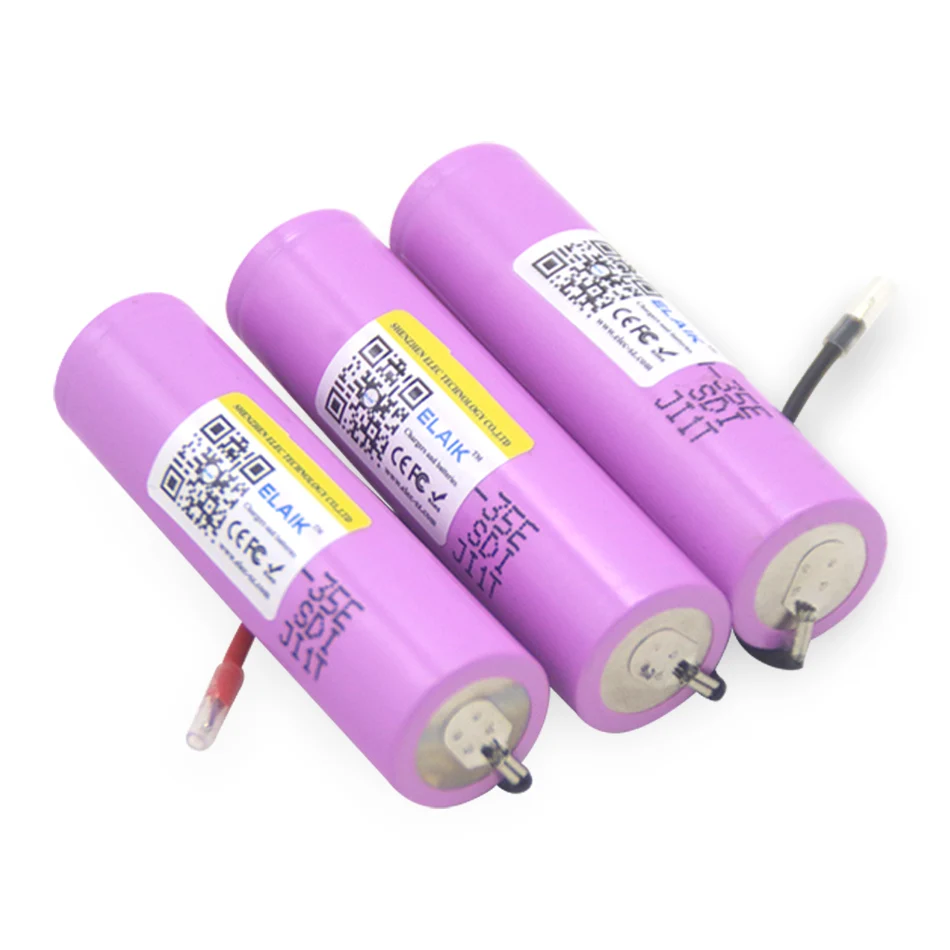 

2PCS 3,7 3500 v mah bateria de lítio recarregável bateria de grande capacidade armazen amento de energia da bateria 35e-wire