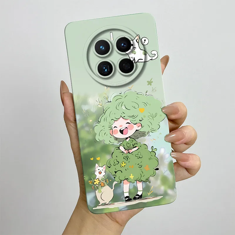 For Huawei Mate 50 50e Phone Case CET-LX9 CET-AL60 Soft Silicone Sweet Painted Protective Back Cover Cute Cartoon Printed Casing