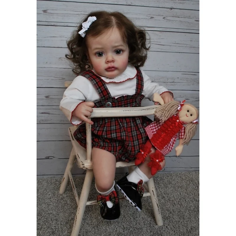 

50CM Reborn Dolls 20inch Finished 3D Skin Hand Rooted Brown Hair Neutral Silicone Vinyl Cloth Body Doll Kit Toys for Girl