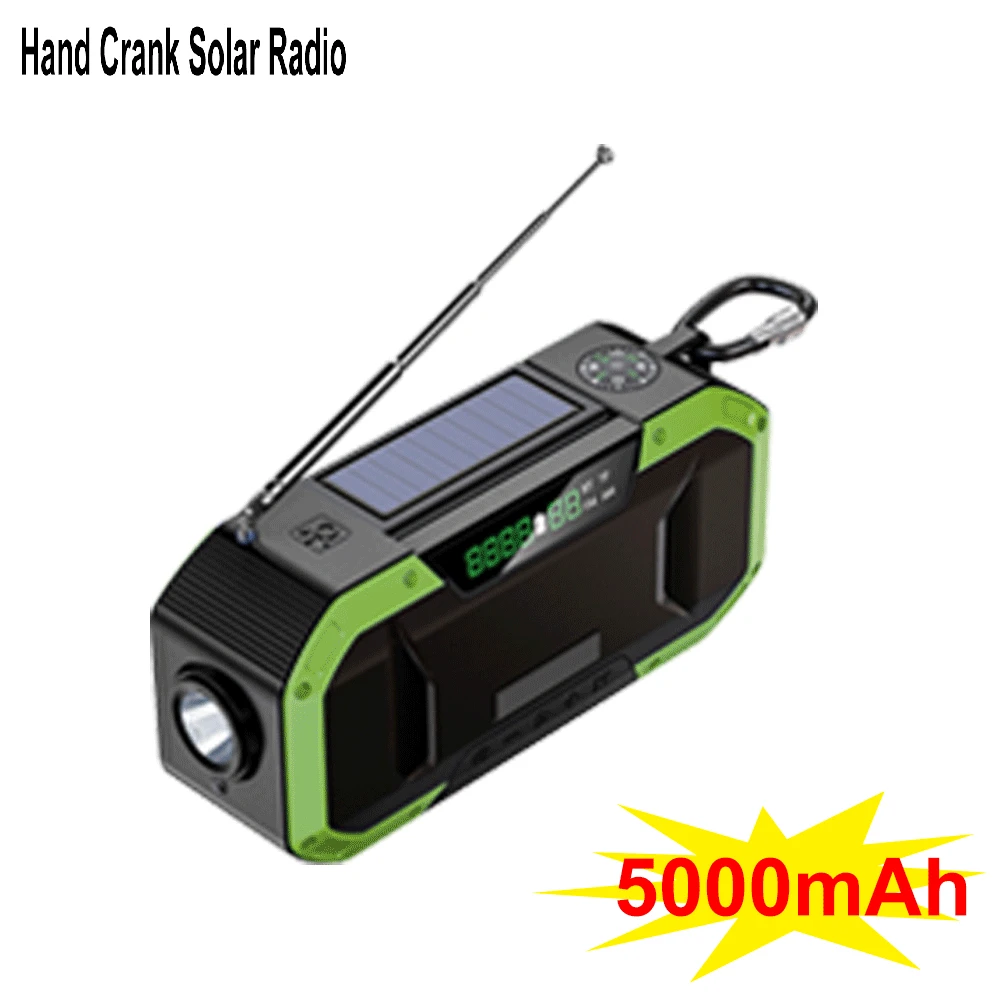 

Multifunctional Portable Bluetooth-Compatible Speaker Hand Crank Solar Radio AM/FM Outdoor Emergency Radio LED Flashlight
