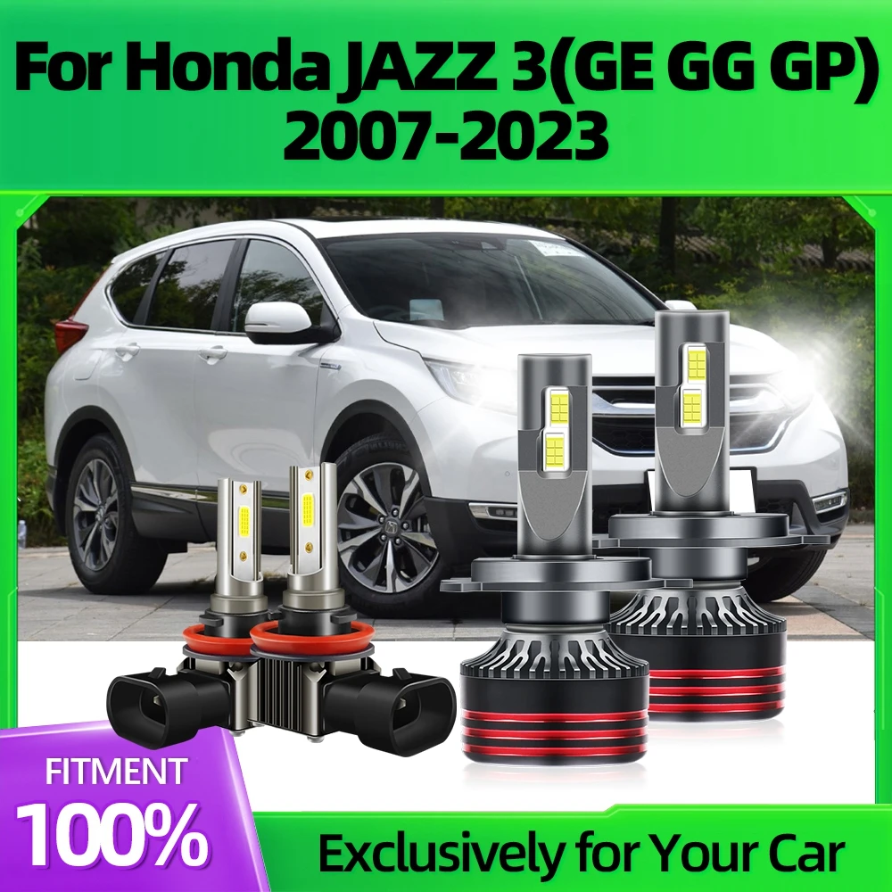 

25000LM Exterior LED Car Headlight Bulbs H4+Fog Lights 6500K Car Headlamps Kit Replace For Honda JAZZ 3(GE GG GP) 2007-2023