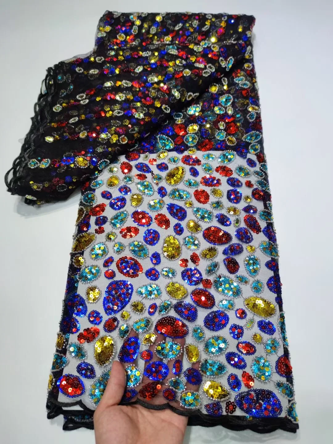 

Luxury African Sequence Lace Fabric Nigerian Net Lace 2022 Fashion Sequins French Tulle Mesh Lace For Women Sequin Lace Fabric