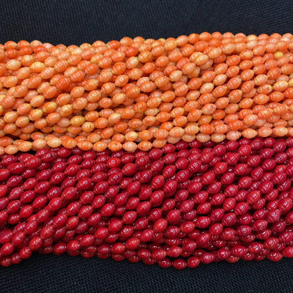 6x8mm Natural Coral Bead High Quality Rice Shape Smooth Fashion Beads for Jewelry Making DIY Necklace Bracelet Earring Accessory images - 6