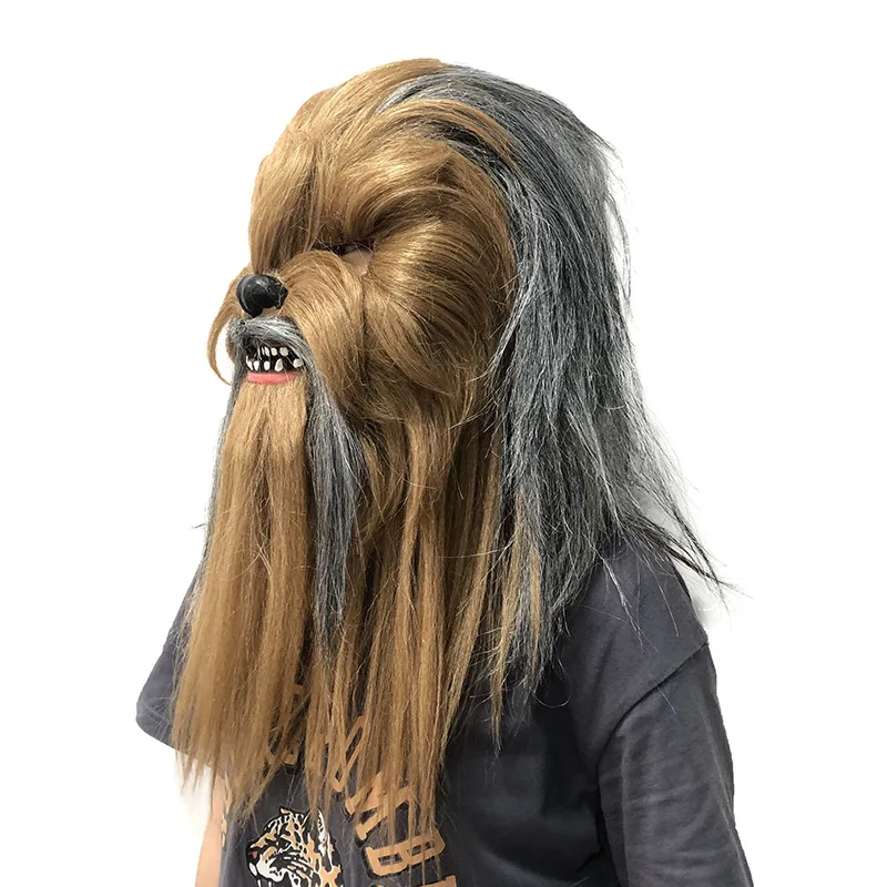 Chewbacca Mask Cosplay Adult Unisex Plush Latex Masks Movable Mouth Halloween Party Carnival Costume Prop Accessories