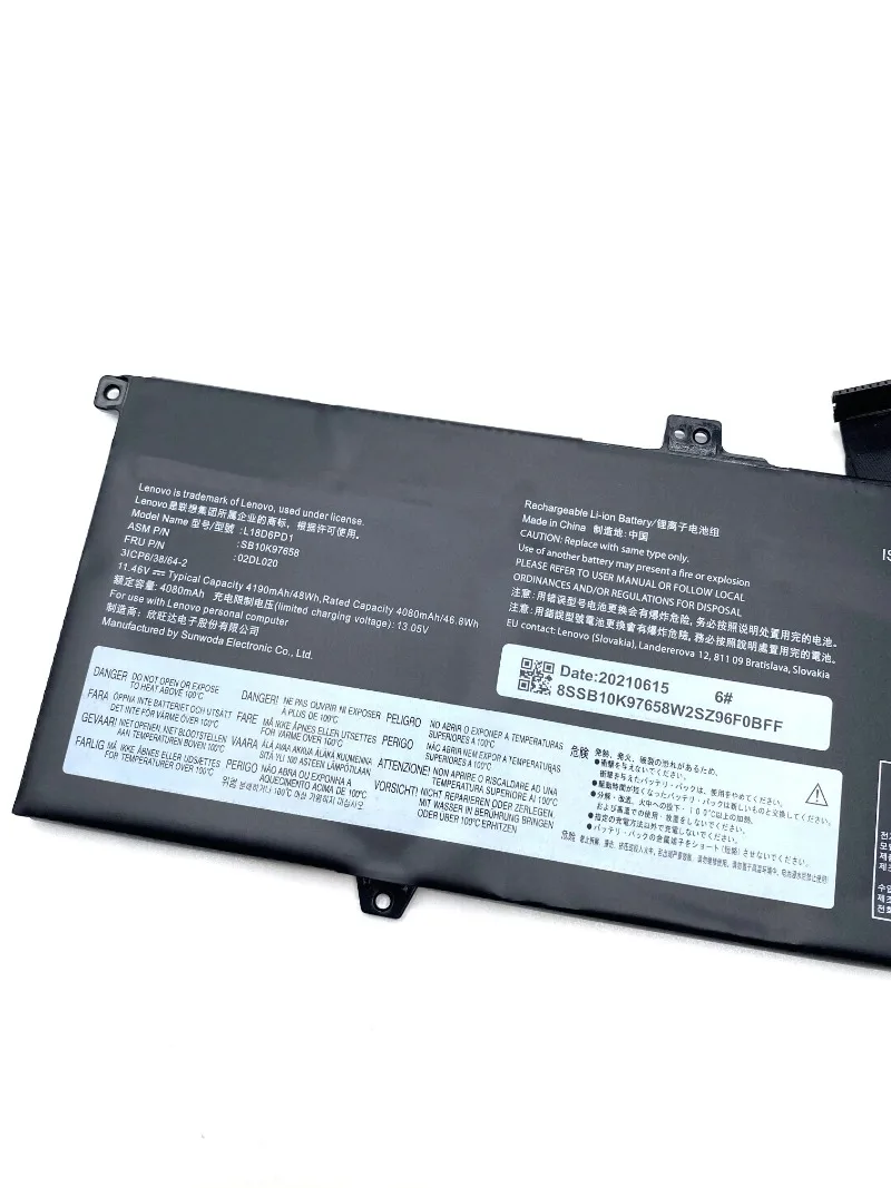 Новый оригинальный аккумулятор для ноутбука L18D6PD1 Lenovo ThinkPad X13 Yoga X390 X395 L18M6PD1 L18L6PD1