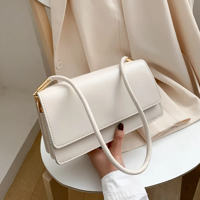 

High Quality Women's Bags All-Matched Solid Color Underarm Bag 2022 New Fashion Ladies Simply PU Leather Single Shoulder Pack